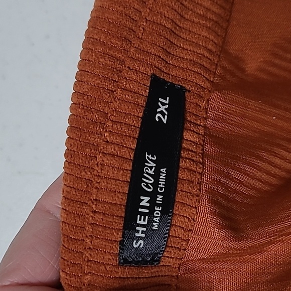 SHEIN Rust Corduroy Lightweight Shacket size 2X - Picture 3 of 5